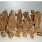 Familie (Holzton gebeizt) 16 cm,  8 Hirten, 1 Junge,Ochs u, Esel  Schafe