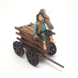 Strohwagen mit Holzrädern und Bauer