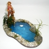 Angler mit Fisch (ohne Teich)