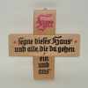 Haussegen aus Holz in Kreuzform